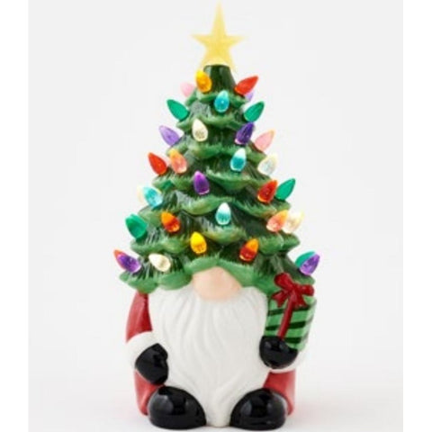 Ceramic Gnome w/Lights, 11.5"