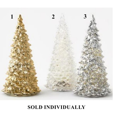 Glass Tree Figurine w/LED Lights, 8.5" (3 styles - sold individually)