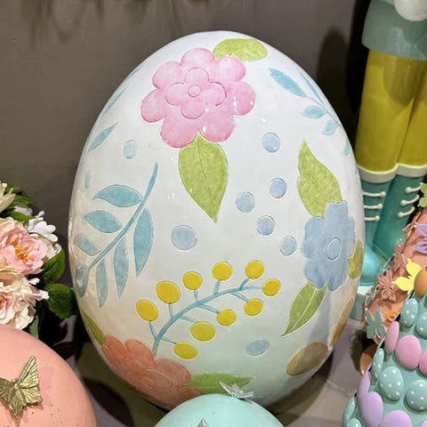 Flowery Easter Egg Figurine, 20" (White)