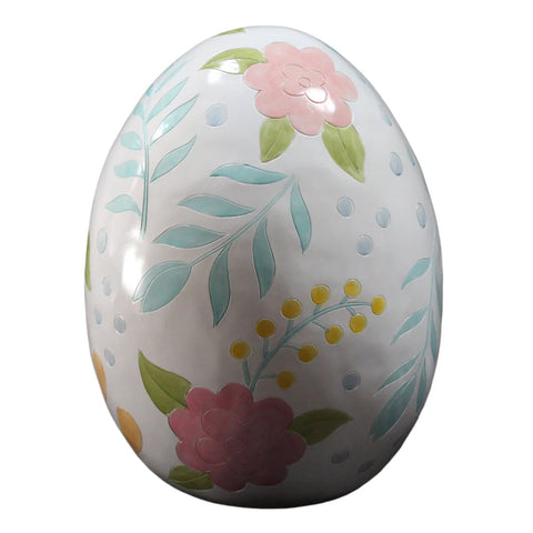 Flowery Easter Egg Figurine, 20" (White)