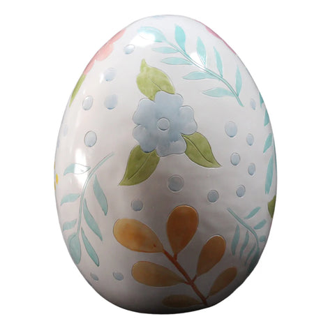 Flowery Easter Egg Figurine, 20" (White)