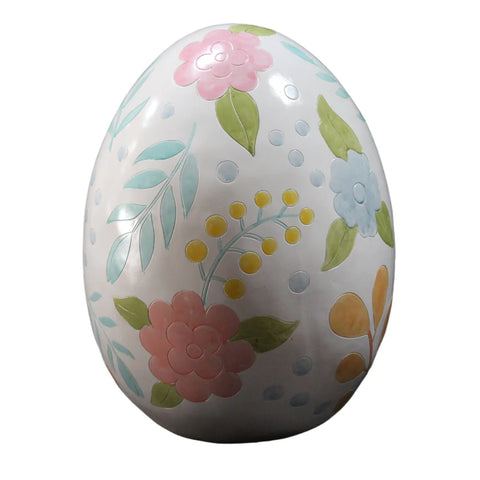 Flowery Easter Egg Figurine, 20" (White)