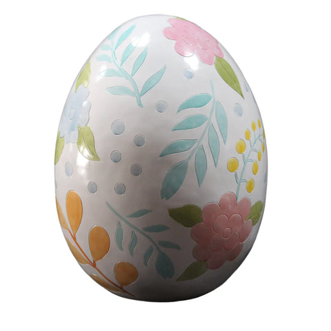 Flowery Easter Egg Figurine, 20" (White)