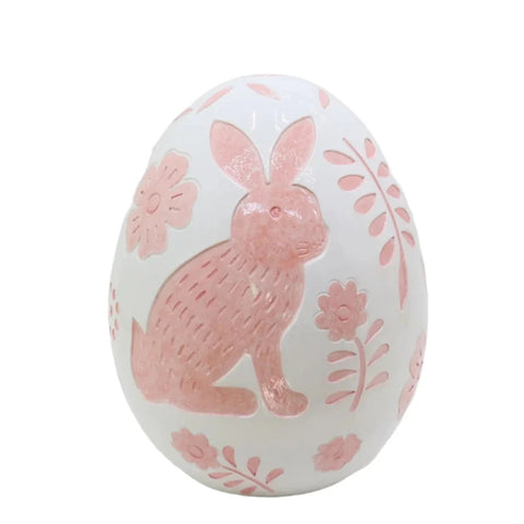Easter Egg Figurine, 16" (Pink/White)