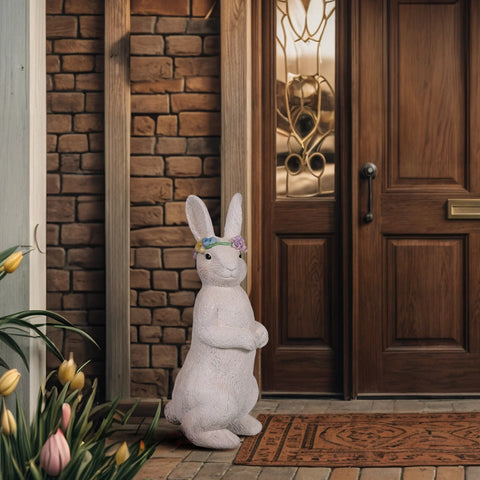Easter White Standing Bunny Statue