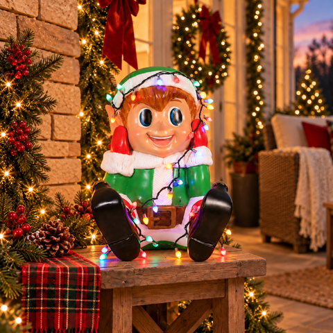 Elf Boy Playing Lights