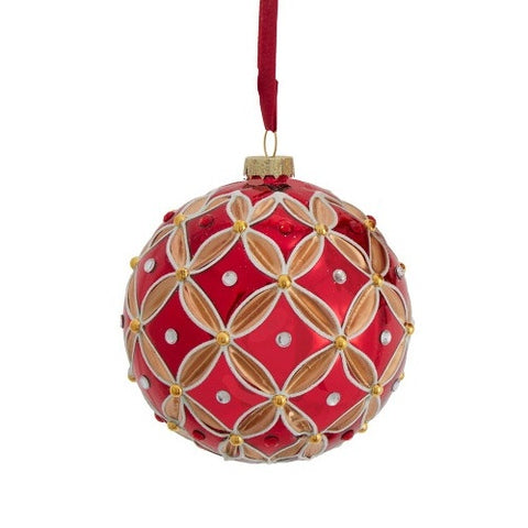 Glass Holiday Diamonds Ball Ornament, 4" (2 styles - sold individually)