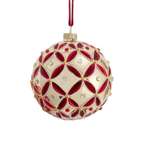 Glass Holiday Diamonds Ball Ornament, 4" (2 styles - sold individually)