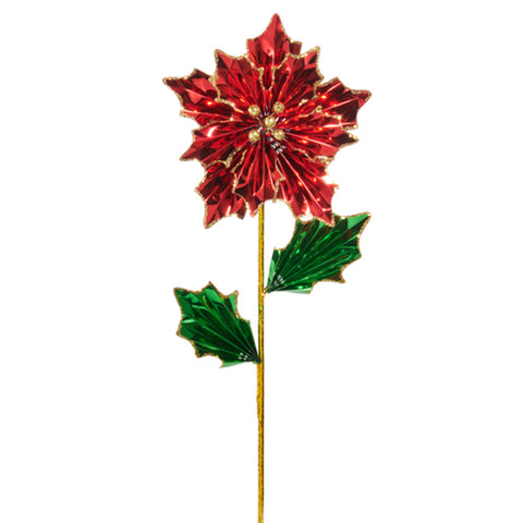 Red Foil Poinsettia Stem, 24"