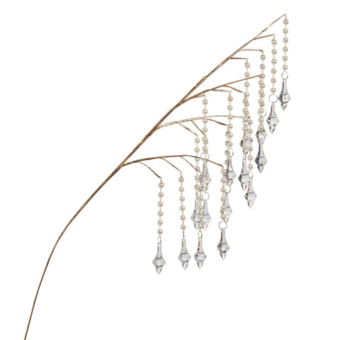 Pearl and Crystal Dripping Spray, 32" (Gold)