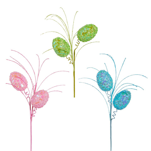 Sequin Eggs Pick, 19" (3 styles - sold individually)