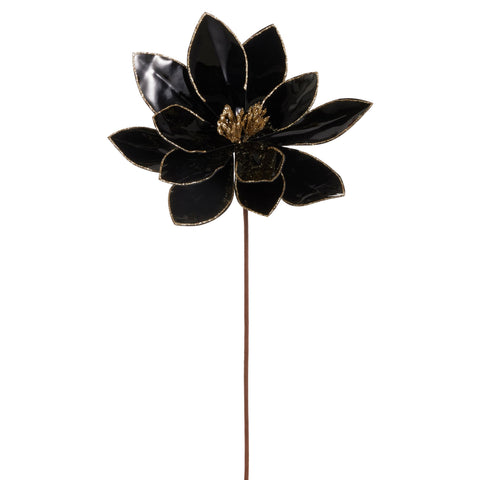 Black Metallic Poinsettia Stem, 21"