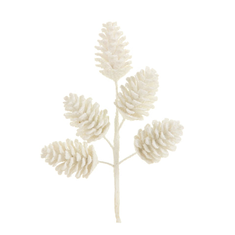 Iced White Pinecone Pick, 13"