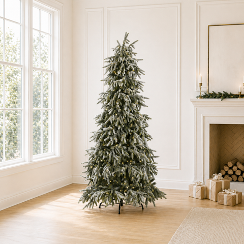 Flocked Tyrol Pine Tree, LED Lit, 6.5'
