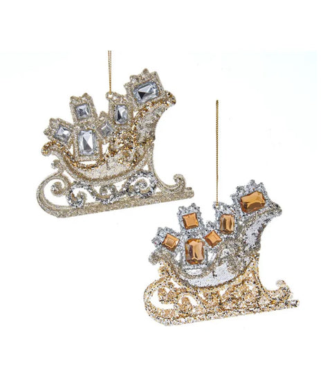 Light Gold/Silver Embellished Sled Ornament (sold individually)