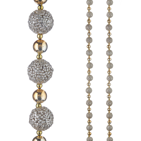 Glittered Ball Garland, 6' (Grey & Silver)