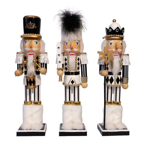 Black, White & Gold Nutcracker Figurines, 15" (3 styles - sold individually)