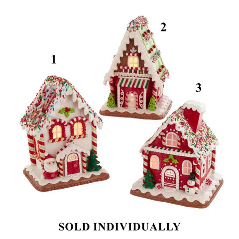 Battery-Operated LED Santa Gingerbread Houses, 7" (3 styles - sold individually)