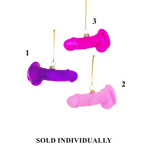 Glass Dildo Ornament, 4.25" (3 styles - sold individually)