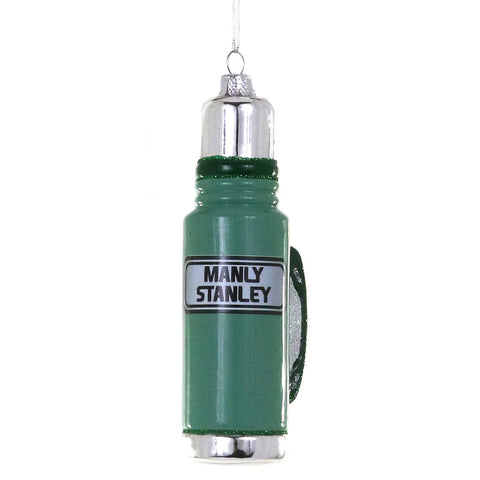 Glass Manly Stanley Thermos Ornament, 5"
