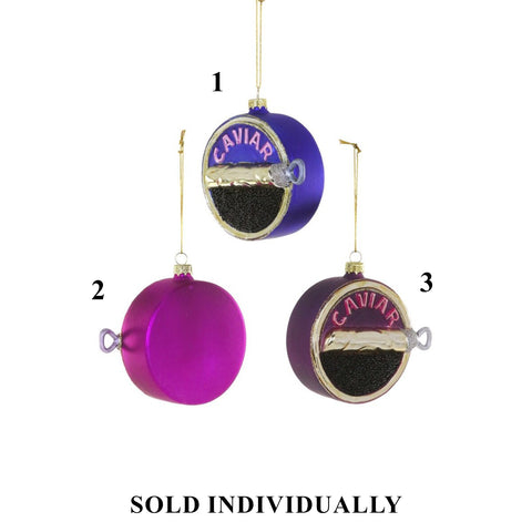 Glass Caviar Ornament, 3.75" (3 styles - sold individually)