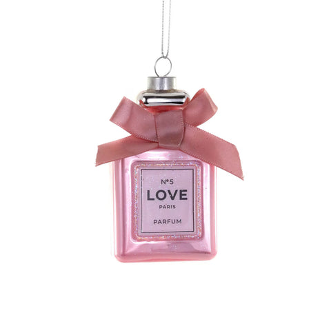 Glass Pink Parfume Bottle Ornament, 3.5"