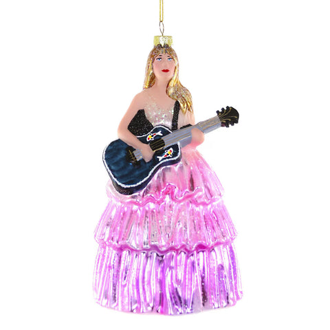Glass Standing Taylor Swift w/Guitar Ornament, 6.5"