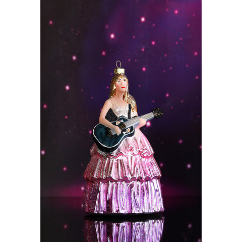 Glass Standing Taylor Swift w/Guitar Ornament, 6.5"