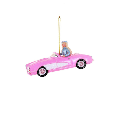 Glass Pink Corvette Ornament, 4.5"