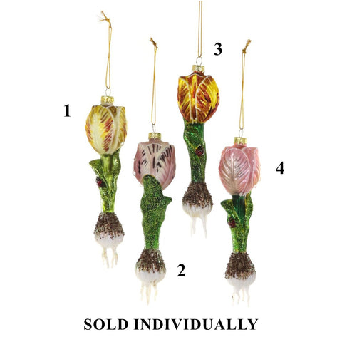 Glass Botanical Tulip Ornament, 6" (4 styles - sold individually)