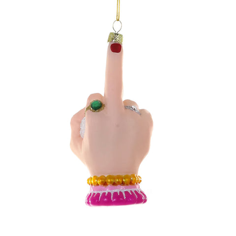 Glass The Finger Ornament, 4.5"