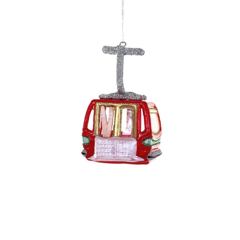Glass Ski Lift Ornament, 4.25"