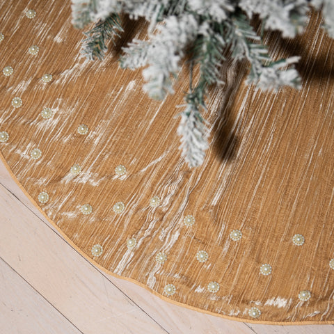 Gold Scattered Pearls Tree Skirt, 48" (ITES x Sami Riccioli)