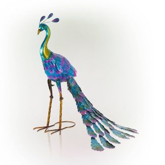 28"H Embossed Metal Peacock Decor