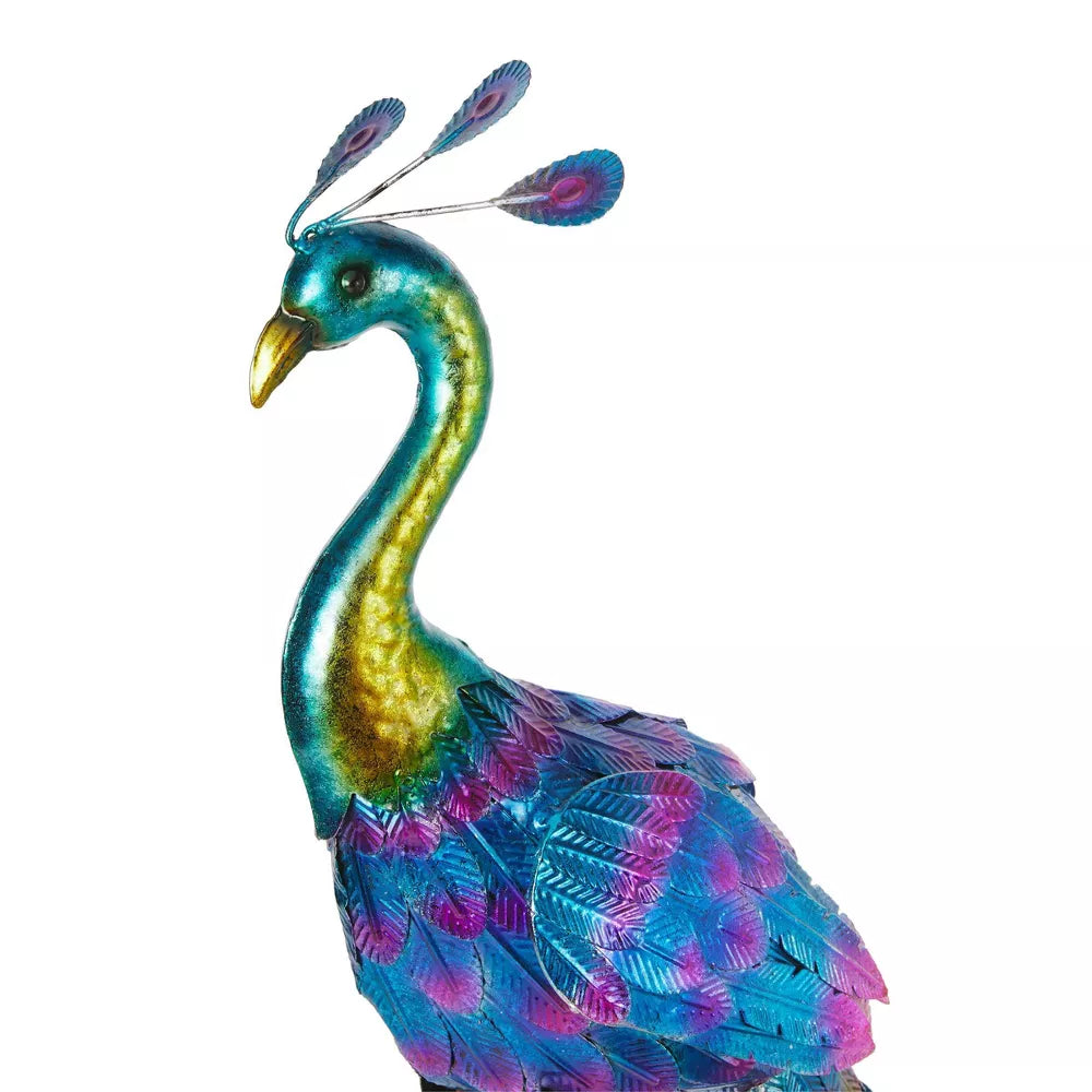 28"H Embossed Metal Peacock Decor