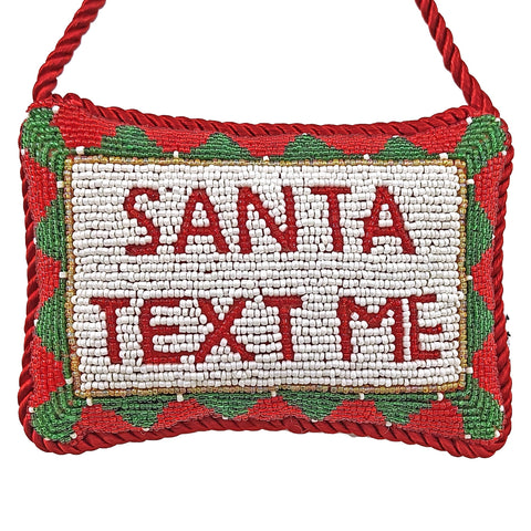 Beaded "Santa Text Me" Doorknocker, 4 x 6"