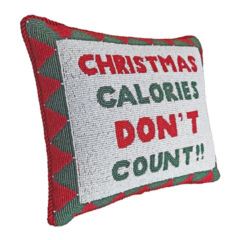"Christmas Calories Don't Count" Beaded Pillow, 10x12