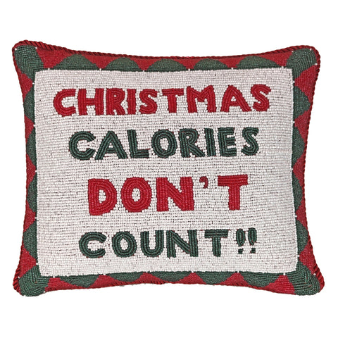 "Christmas Calories Don't Count" Beaded Pillow, 10x12