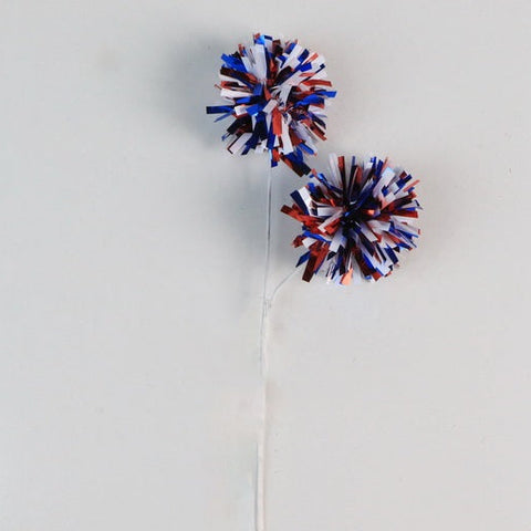"4th of July" Pom-Pom Pick, 12" (Red/Blue/White)