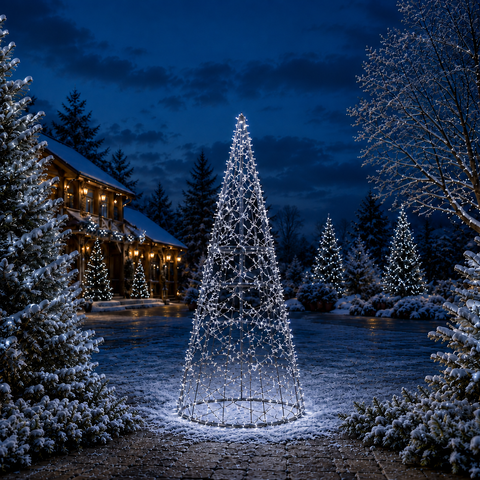 Giant Christmas Cone Struct Tree, LED Lit (Gunmetal/Cold White), 9ft