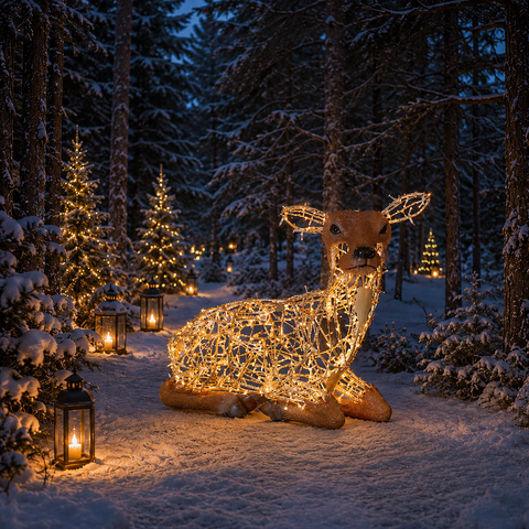 Giant Lady Deer Figure, LED Lit w/Fiberglass, 153"