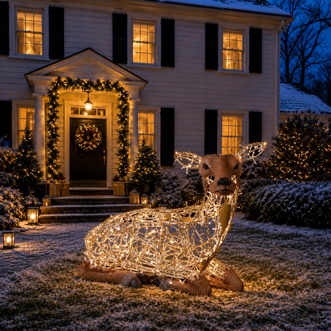 Giant Lady Deer Figure, LED Lit w/Fiberglass, 153"
