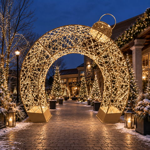 Giant Lighted Ornament Gate, LED Lit (Warm White), 157"