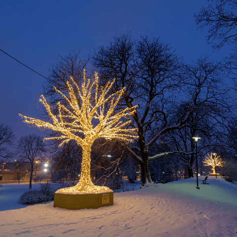 Giant Artificial Tree Decoration, LED Lit w/Fiberglass (Warm White / White), 217"