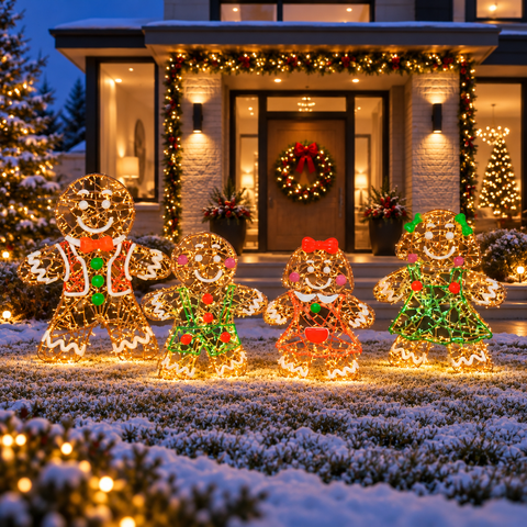 Large Hailey Gingerbread Figure, LED Lit w/Fiberglass, 39"
