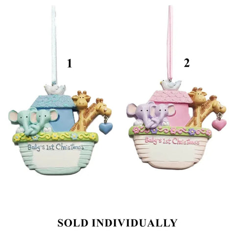 Baby's 1st Christmas Ark Boy & Girl Ornament For Personalization, 3.5" (2 styles - sold individually)