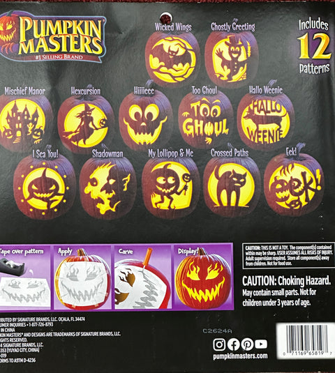 Pumpkin Masters Carving Party Kit / 12 Patterns & Tools