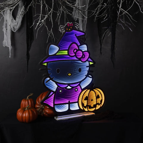 Hello Kitty Witch & Pumpkin Infinity Light, Acrylic w/UL Plug, 36"