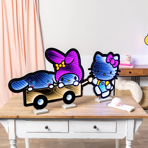 Hello Kitty and Friends Wagon Infinity Light w/ UL Plug, 40" x 20", Acrylic