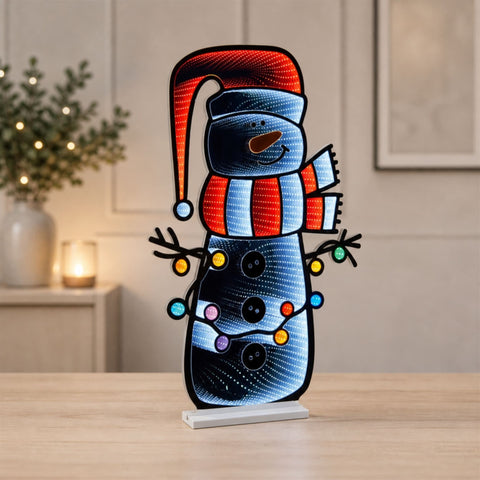 Snowman w/Lights Infinity Light, Acrylic w/UL Plug, 35"